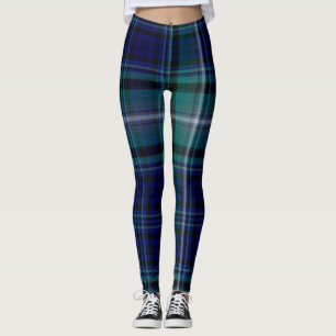 Blauer und grüner Winter-karierte Leggings