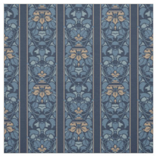 Blauer und hellbrauner Kunst nouveau Streifen Stoff