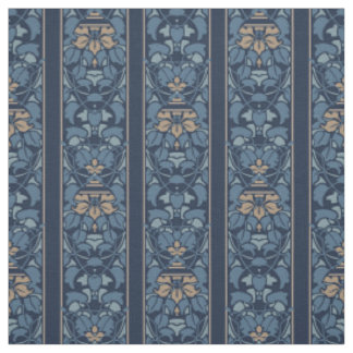 Blauer und hellbrauner Kunst nouveau Streifen Stoff