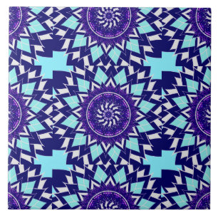 blauer und indigofarbener Mandala Fliese