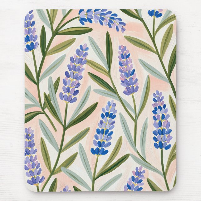 Blauer und Lavendel-Wildblumengarten Mousepad (Vorne)