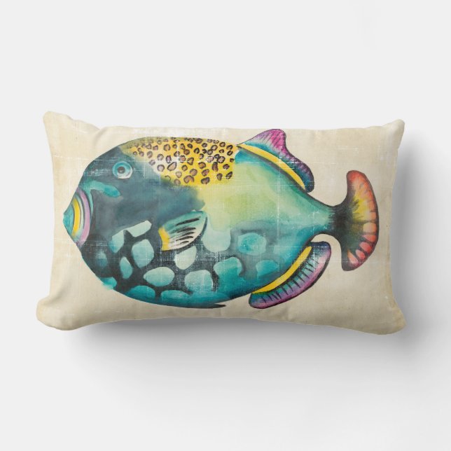 Blauer und Lila Aquarienfisch Lendenkissen (Vorderseite)