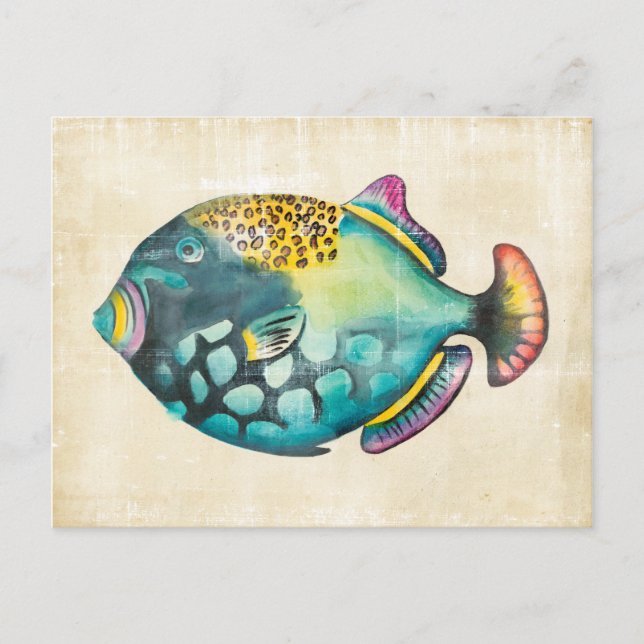 Blauer und Lila Aquarienfisch Postkarte (Vorderseite)