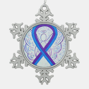 Blauer und Lila Biergarten Schneeflocken Zinn-Ornament
