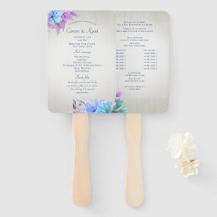 Blauer und Lila Blumen-Hochzeitsprogramm Fächer