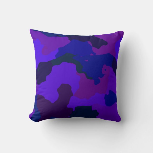 Blauer und Lila Camouflage Kissen (Vorderseite)