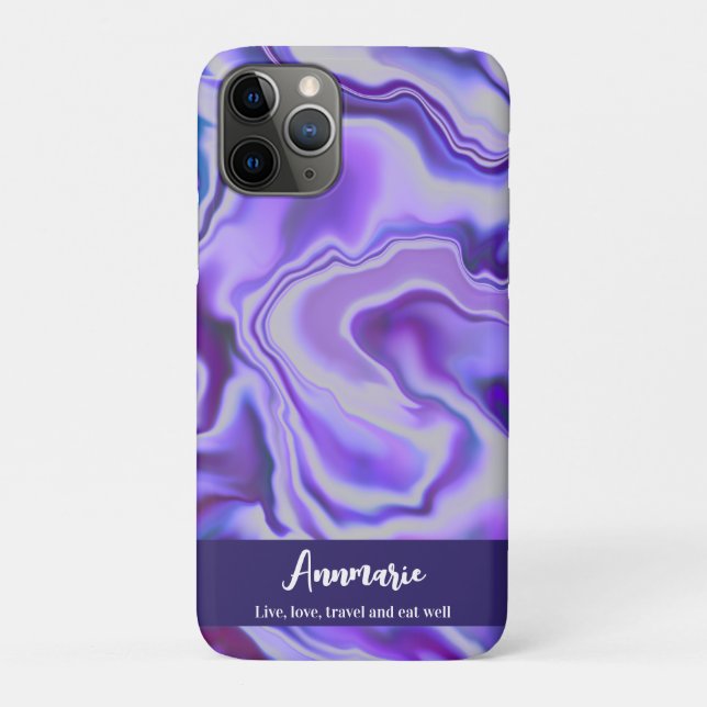 Blauer und Lila Eleganter Marmor Abstrakt Personal Case-Mate iPhone Hülle (Rückseite)