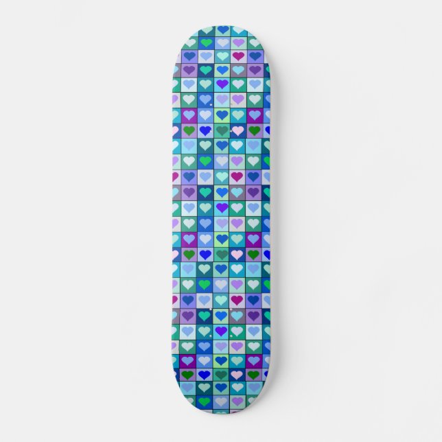 Blauer und lila Herz-MädchenSkateboard Skateboard (Vorderseite)