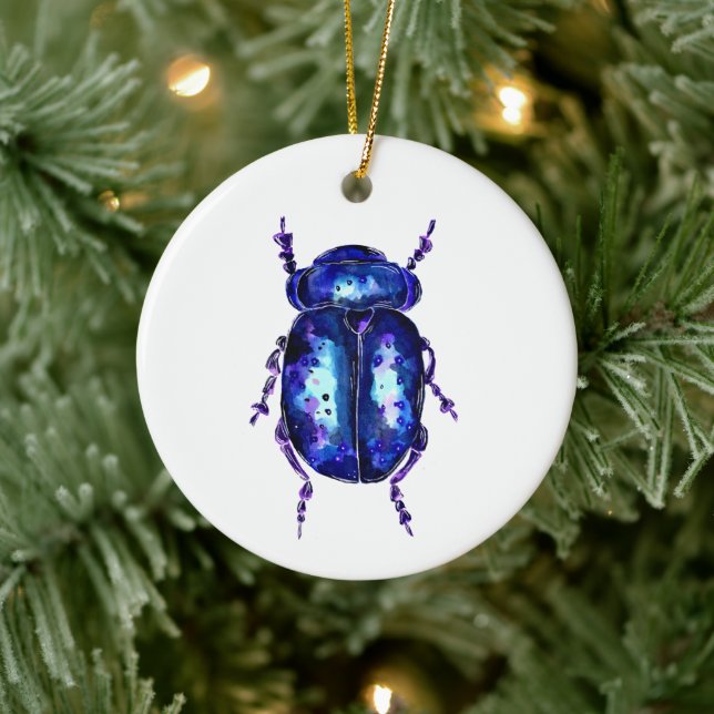 Blauer und Lila Käfer Keramik Ornament (Baum)