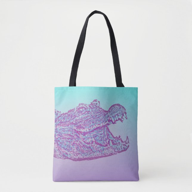 Blauer und Lila Krokodil Tasche (Vorderseite)
