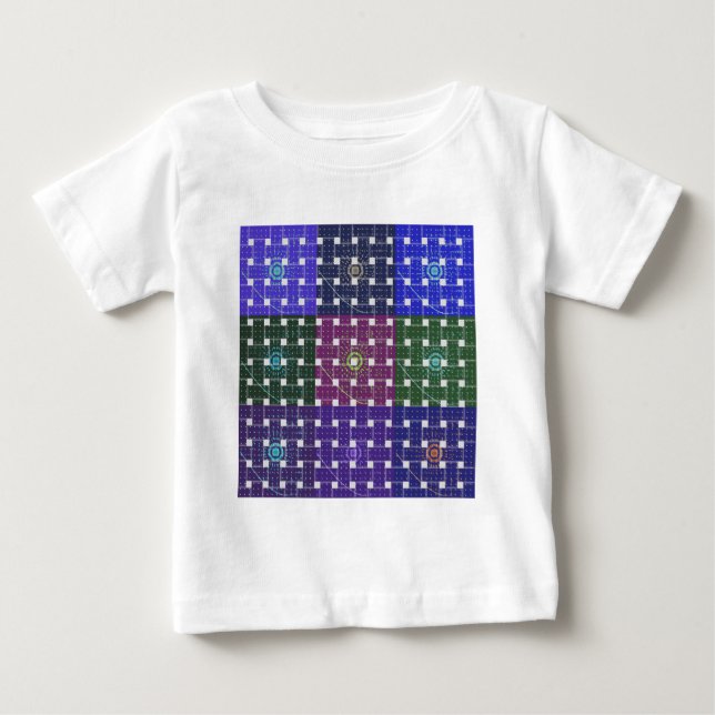 Blauer und Lila Kunstdruck Baby T-shirt (Vorderseite)