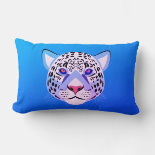 Blauer und Lila Leopard Kopf Lumbar Kissen