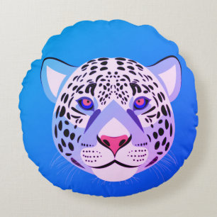 Blauer und Lila Leopard Kopfschmerz Rundes Kissen