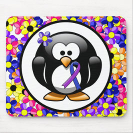 Blauer und Lila Ribbon-Pinguin Mousepad