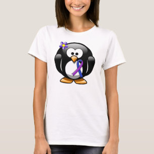 Blauer und Lila Ribbon-Pinguin T-Shirt