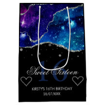 Blauer und Lila Silber Glitzer Galaxy Agate Sweet 