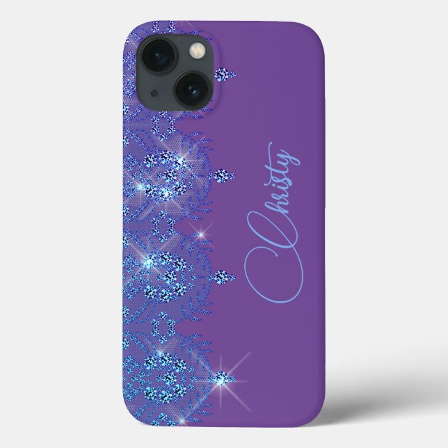 Blauer und lila Spitzenklassediamant Case-Mate iPhone Hülle (Rückseite)