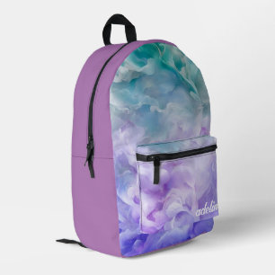 Blauer und lila Wolkenwirbel Bedruckter Rucksack