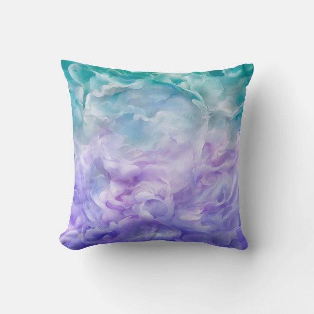 Blauer und lila Wolkenwirbel Kissen (Vorderseite)