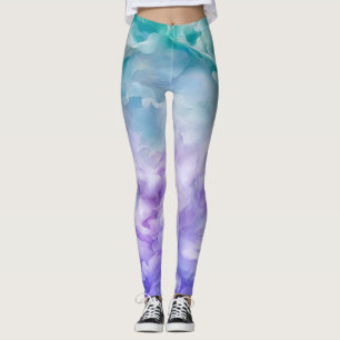 Blauer und lila Wolkenwirbel Leggings