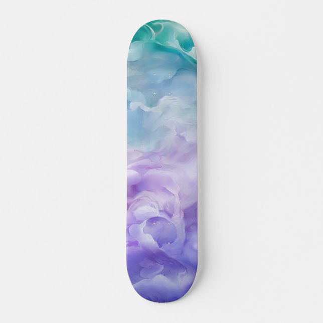 Blauer und lila Wolkenwirbel Skateboard (Vorne)