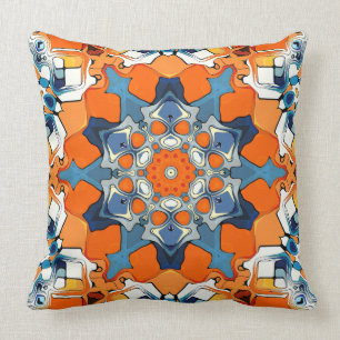 Blauer und Orangen Abstrakt Kissen