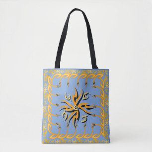 Blauer und orangener Stammesdruck  Tasche
