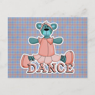 Blauer und rosa Ballerina-Tanzbär Postkarte