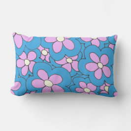 Blauer und rosa Blume Design Handgezeichnet Lendenkissen