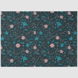 Blauer und rosa Blumen und Weinreben Weihnachten Seidenpapier