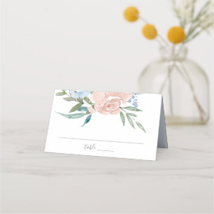 Blauer und rosa Blumentisch Platzkarte