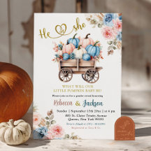 Blauer und rosa Floral Pumpkin Gender Reveal
