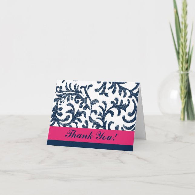 Blauer und Rosa Floral Vielen Dank Dankeskarte (Vorderseite)