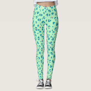 blauer und rosa Gepard Leopard Druck Leggings
