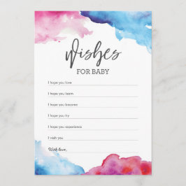 Blauer und rosa Splash Babydusche Wünsche für Kind Einladung