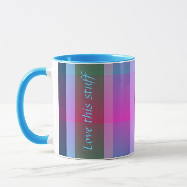 Blauer und rosa Streifen Tasse (Links)