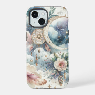 Blauer und Rosa Traumfänger iPhone 15 Hülle