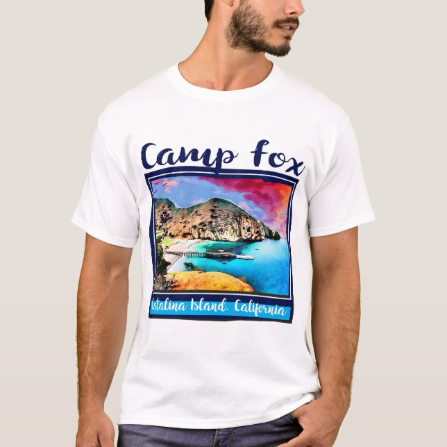 Blauer und roter Himmel LagerFox im blauen Rahmen T-Shirt (Vorderseite)