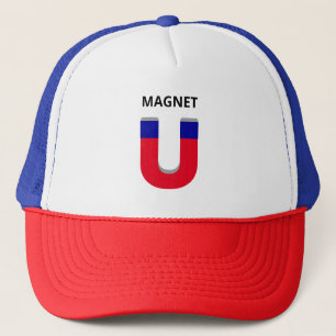 Blauer und roter Magnet Truckerkappe