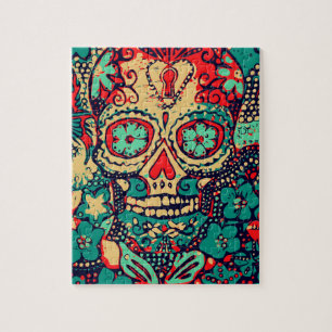 Blauer und roter Totenkopf