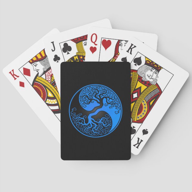 Blauer und schwarzer Baum des Lebens Yin Yang Spielkarten (Rückseite)