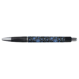 Blauer und schwarzer Blume Power Retro Kugelschreiber