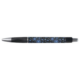 Blauer und schwarzer Blume Power Retro Kugelschreiber