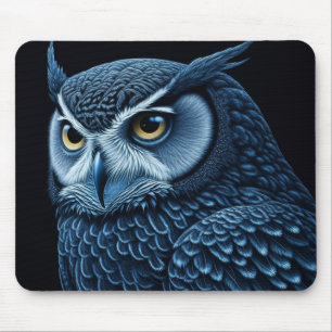 Blauer und schwarzer ernster Uhu Mousepad