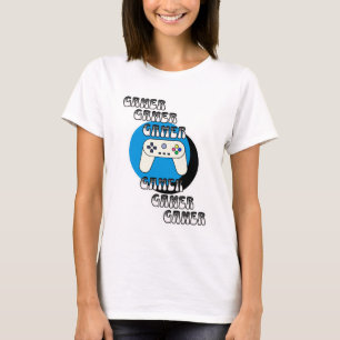 Blauer und schwarzer Gamer Videocontroller T-Shirt