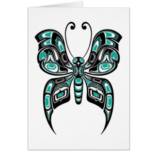 Blauer und schwarzer Haida-Geist-Schmetterling auf