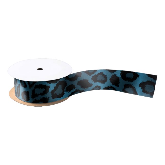 Blauer und schwarzer Leopard Satinband (Spule)