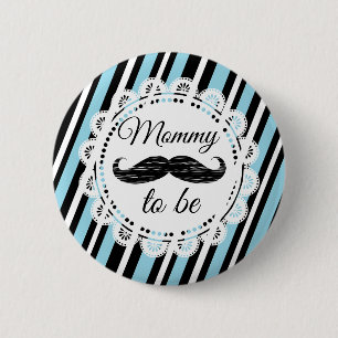 Blauer und schwarzer Schnurrbart Button