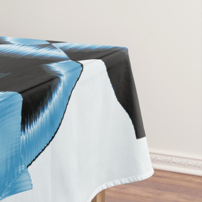 Blauer und schwarzer Schrott oder Bänder werden ze Tischdecke (Beispiel)