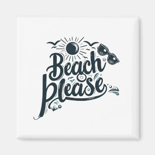 Blauer und schwarzer Strand Bitte Magnet